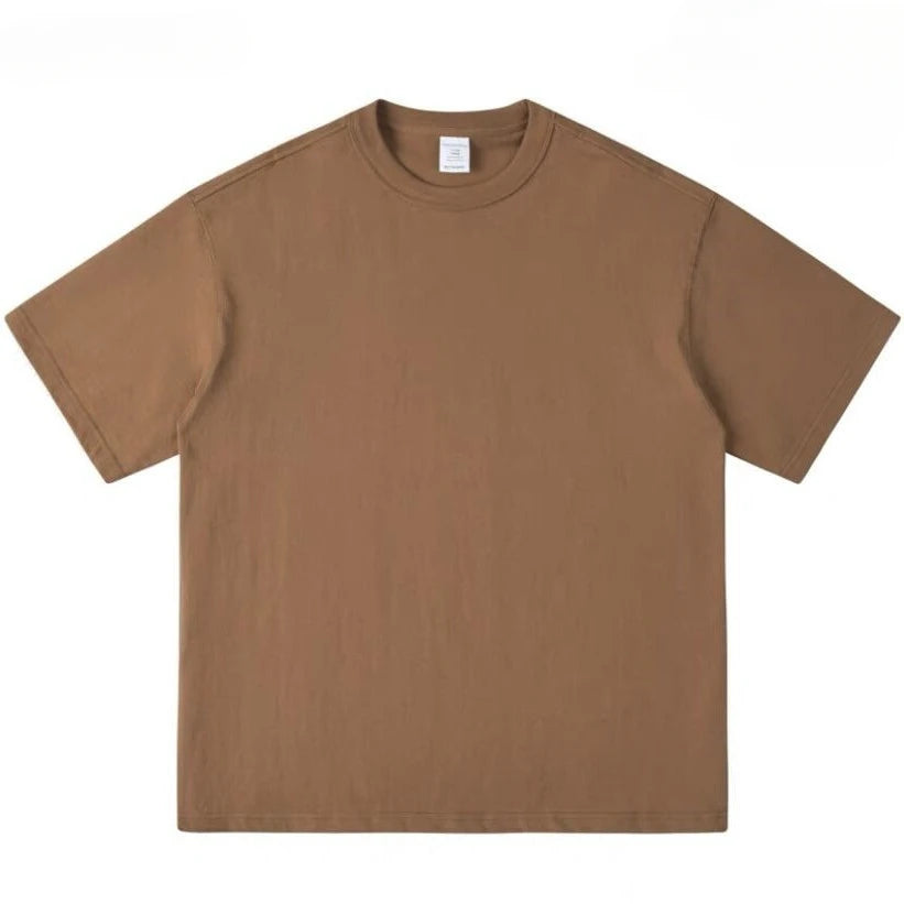 400gsm High Qualtity Oversized Heavy Weight T-shirt for Men Short Sleeve Tee Cotton Solid Color Trend Le… - product view 12