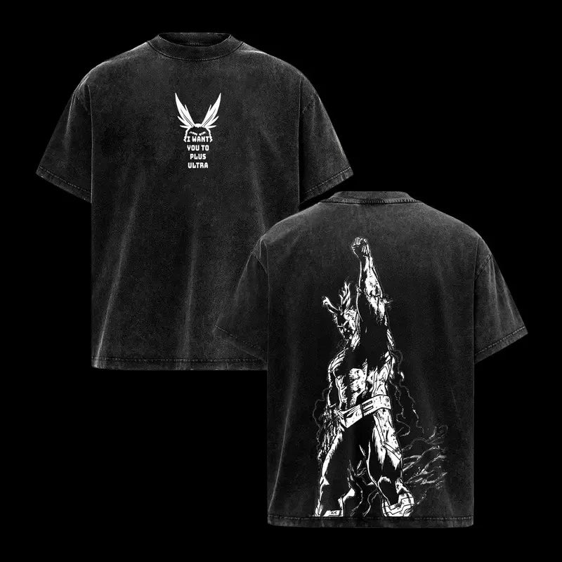 Anime My Hero Academia All Might Print T Shirt Men Short Sleeve Clothing Casual Cotton Tshirt Retro Wash… - product view 2