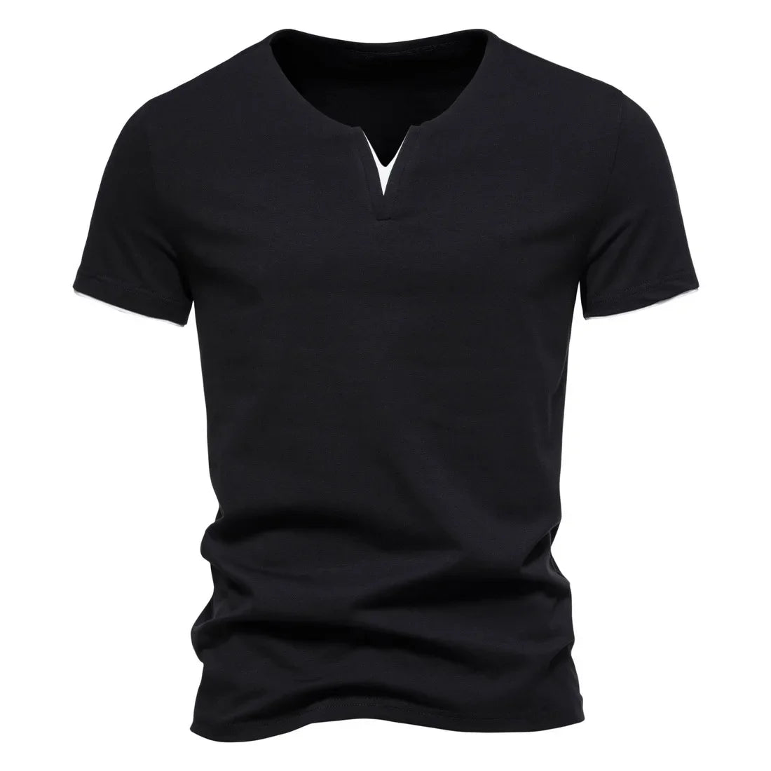 Men's V-neck Cotton T-shirts for Men Summer Casual Slim Fit Short-sleeved T-shirt Hawaiian Men Clothing… - product view 2