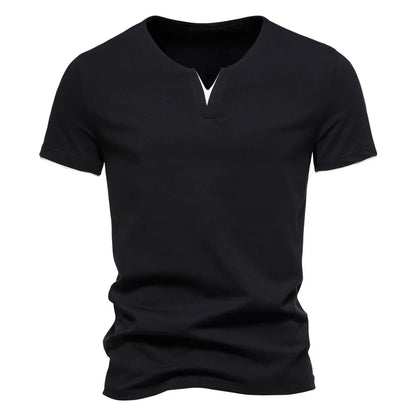 Men's V-neck Cotton T-shirts for Men Summer Casual Slim Fit Short-sleeved T-shirt Hawaiian Men Clothing… - product view 2