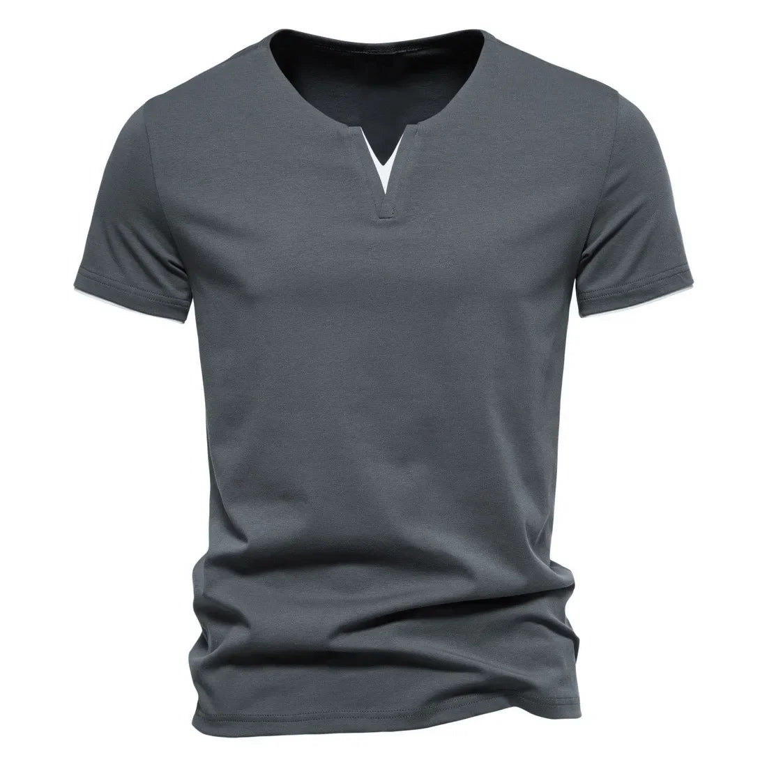 Men's V-neck Cotton T-shirts for Men Summer Casual Slim Fit Short-sleeved T-shirt Hawaiian Men Clothing… - product view 4
