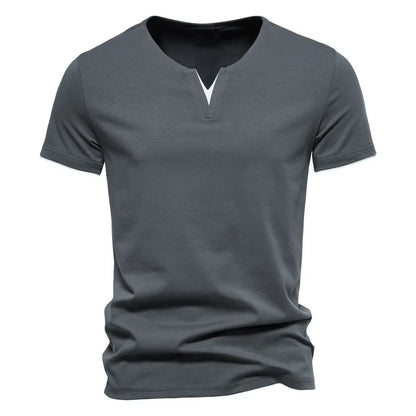 Men's V-neck Cotton T-shirts for Men Summer Casual Slim Fit Short-sleeved T-shirt Hawaiian Men Clothing… - product view 4