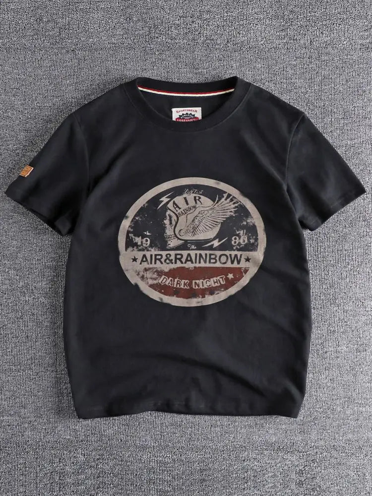 Summer New American Retro Short-sleeved O-neck Skull Printed T-shirt Men's Fashion Simple 100% Cotton Wa… - product view 6