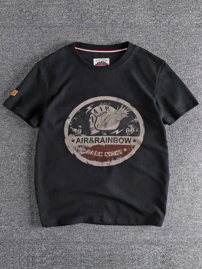 Summer New American Retro Short-sleeved O-neck Skull Printed T-shirt Men's Fashion Simple 100% Cotton Wa… - product view 6
