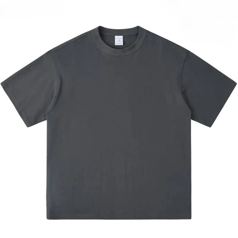 400gsm High Qualtity Oversized Heavy Weight T-shirt for Men Short Sleeve Tee Cotton Solid Color Trend Le… - product view 10