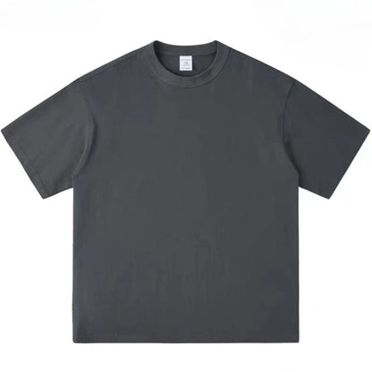 400gsm High Qualtity Oversized Heavy Weight T-shirt for Men Short Sleeve Tee Cotton Solid Color Trend Le… - product view 10