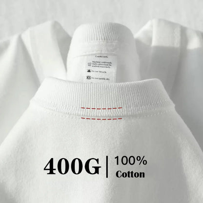 400gsm High Qualtity Oversized Heavy Weight T-shirt for Men Short Sleeve Tee Cotton Solid Color Trend Le…