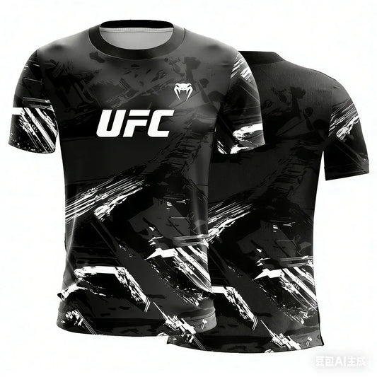 Men's Yellow Black Graffiti Graphic T Shirt Quick Dry Breathable Short Sleeve Sports Tee for MMA Gym Tra…