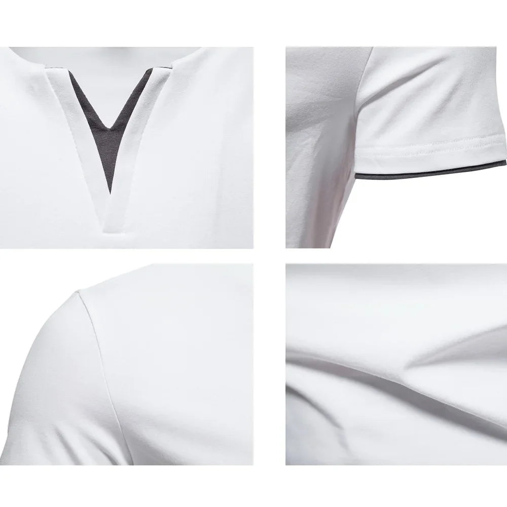 Men's V-neck Cotton T-shirts for Men Summer Casual Slim Fit Short-sleeved T-shirt Hawaiian Men Clothing… - product view 5