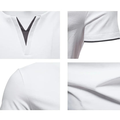 Men's V-neck Cotton T-shirts for Men Summer Casual Slim Fit Short-sleeved T-shirt Hawaiian Men Clothing… - product view 5