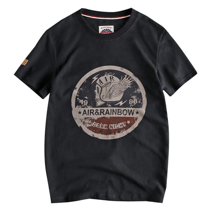 Summer New American Retro Short-sleeved O-neck Skull Printed T-shirt Men's Fashion Simple 100% Cotton Wa… - product view 5