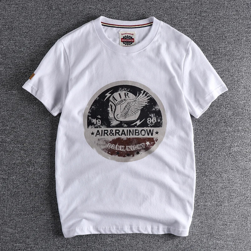 Summer New American Retro Short-sleeved O-neck Skull Printed T-shirt Men's Fashion Simple 100% Cotton Wa… - product view 4