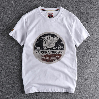 Summer New American Retro Short-sleeved O-neck Skull Printed T-shirt Men's Fashion Simple 100% Cotton Wa… - product view 4