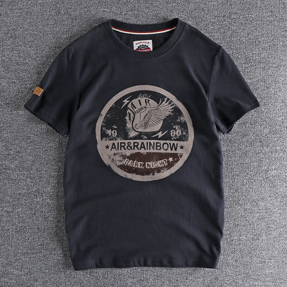 Summer New American Retro Short-sleeved O-neck Skull Printed T-shirt Men's Fashion Simple 100% Cotton Wa… - product view 3