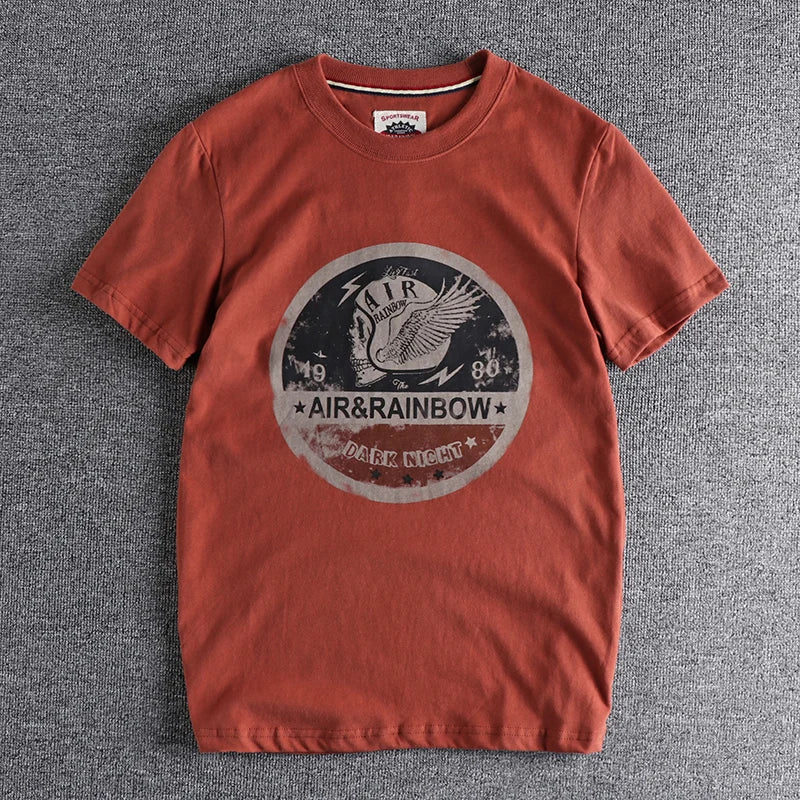 Summer New American Retro Short-sleeved O-neck Skull Printed T-shirt Men's Fashion Simple 100% Cotton Wa… - product view 2